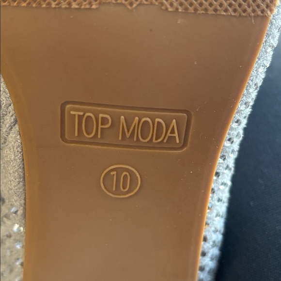 Top Moda *NEW* HESTER-15 Ankle Boots Block Heel Rhinestone Bling Sliver Zip 10 - Picture 12 of 15